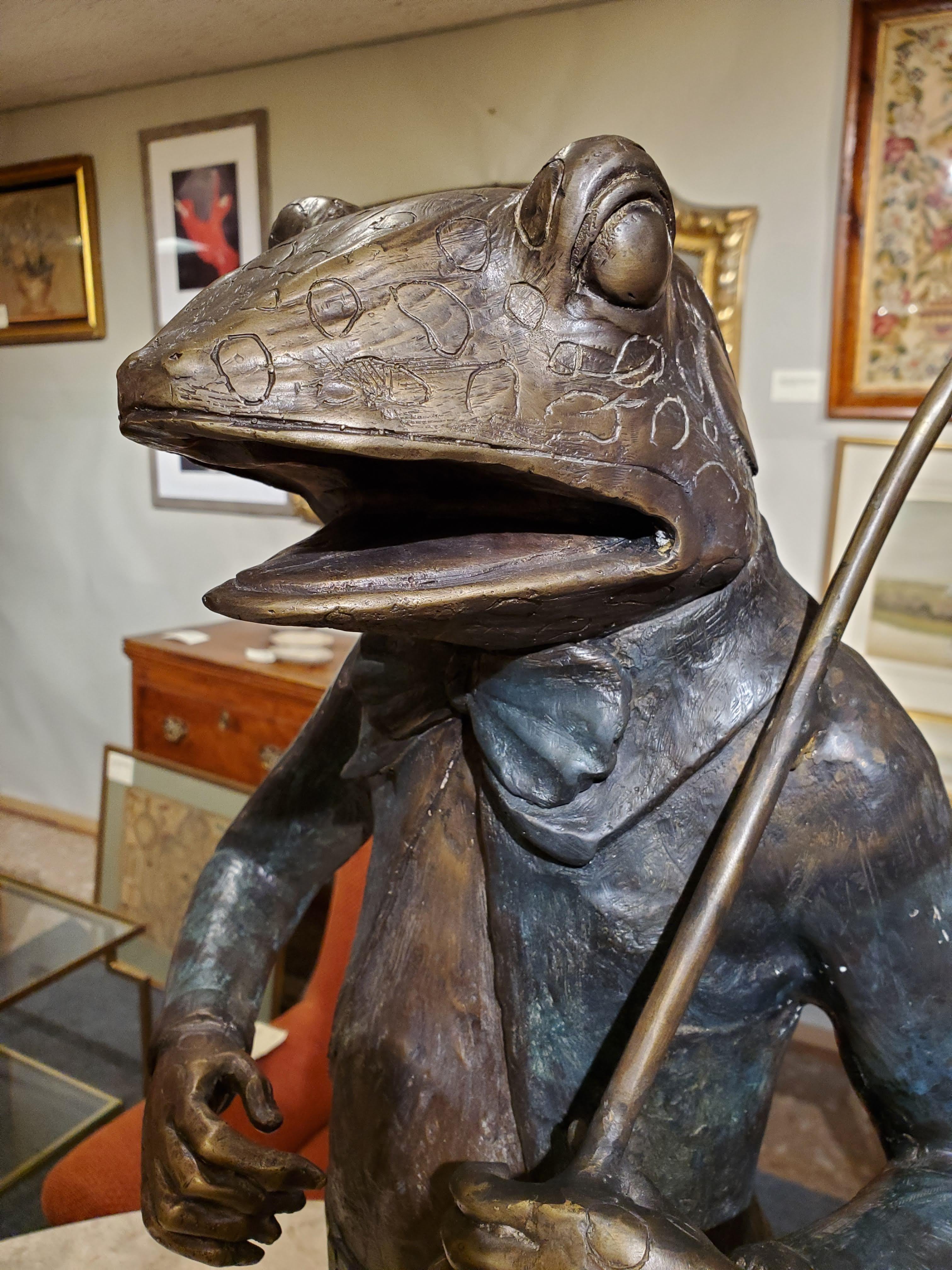 Large 20th Century Bronze Sculpture of Frog Dressed in 19th Century Golf Outfit In Good Condition In Middleburg, VA