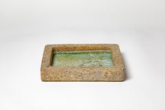 Large 20th century brown and green ceramic dish or vide poche by Annick Lodereau