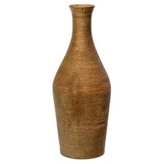 Große Vase aus braunem Steingut des 20. Jahrhunderts, signiert 1950, 45 cm, Boden- oder Tischkeramik