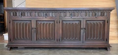 Large 20th Century Catalan Spanish Baroque Carved Walnut Tuscan Credenza or Buff
