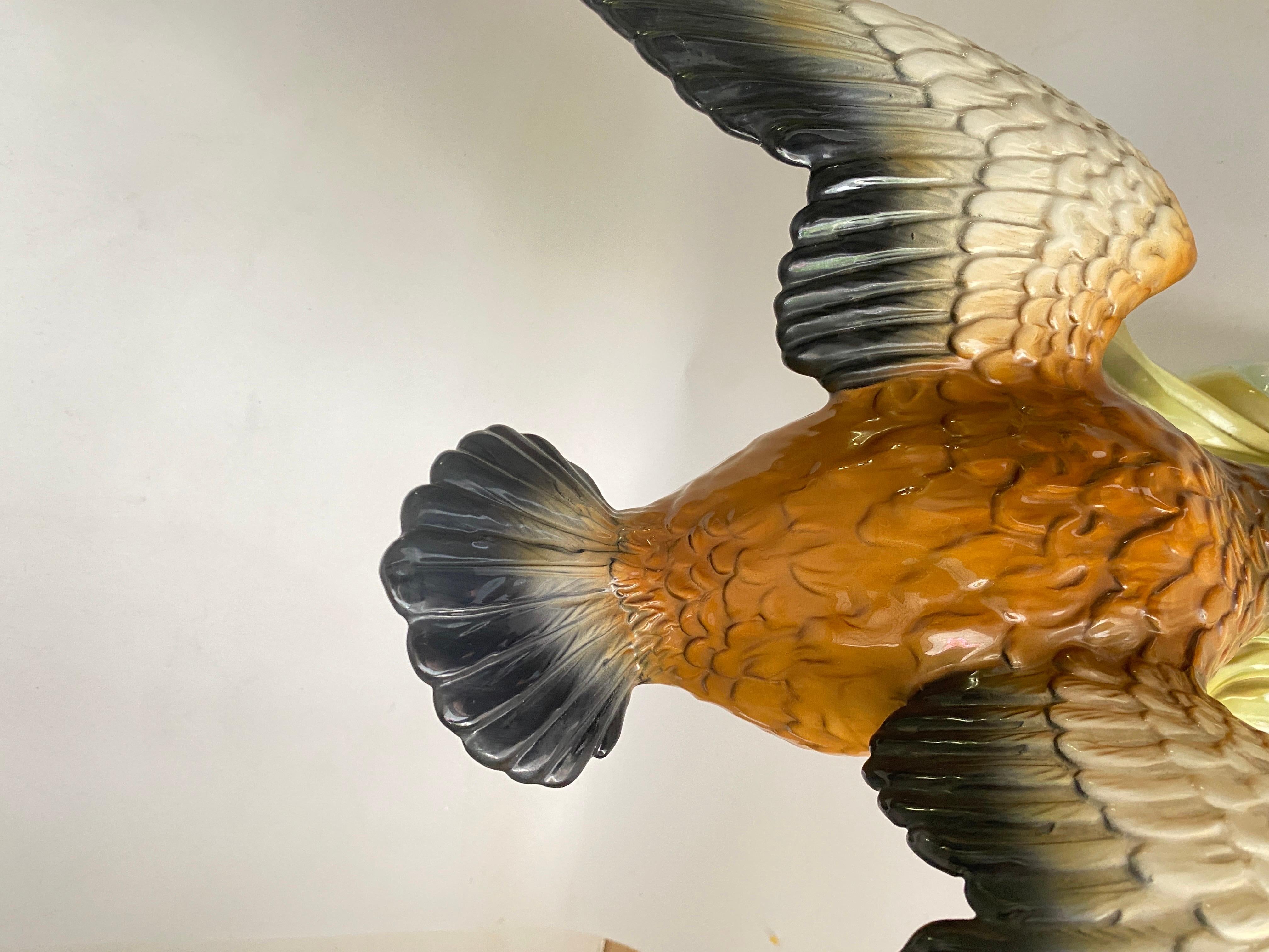 Große fliegende Ente aus Keramik des 20. Jahrhunderts im Stil von  Delphin Massier Brown... im Angebot 3