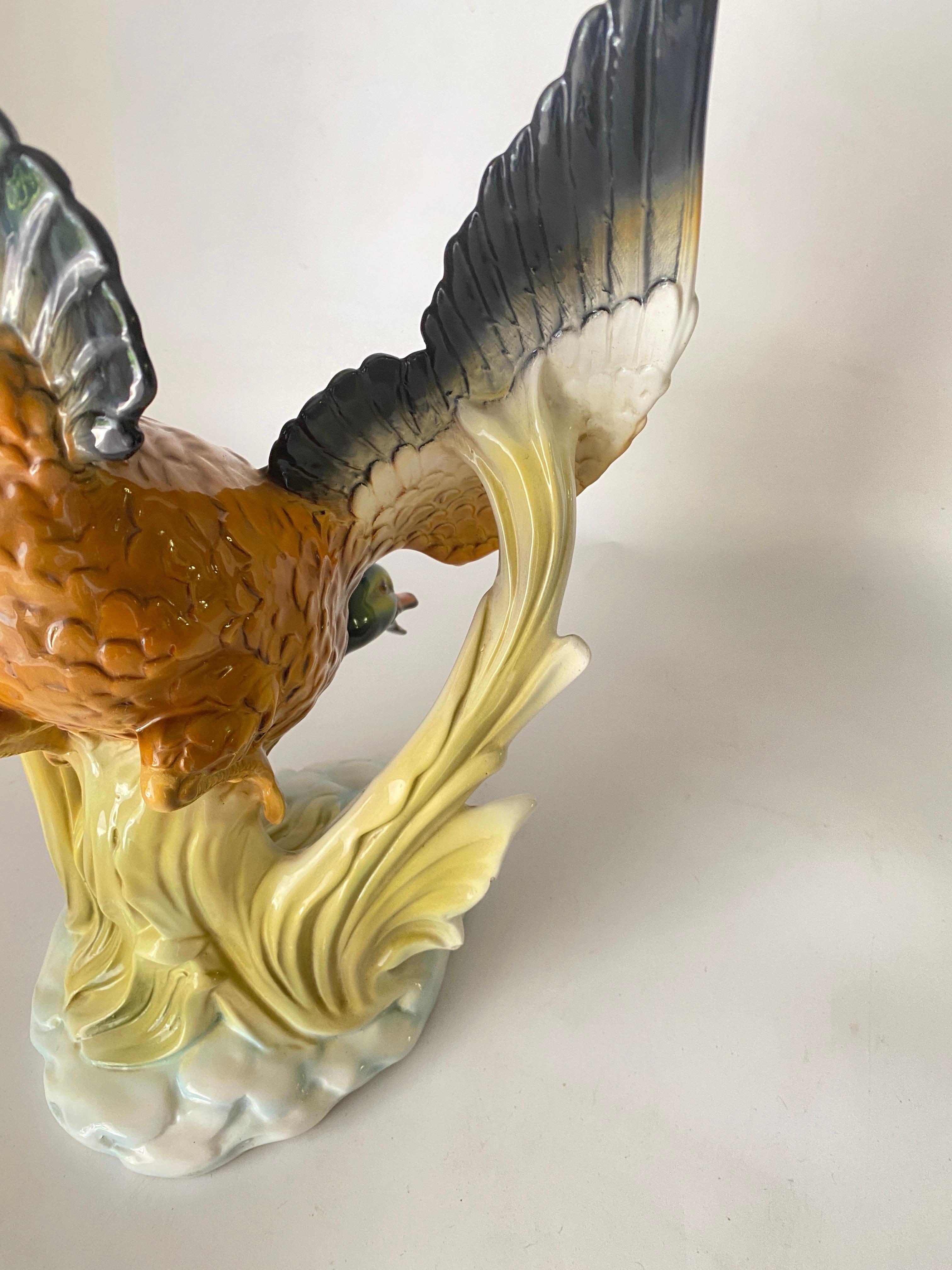 Große fliegende Ente aus Keramik des 20. Jahrhunderts im Stil von  Delphin Massier Brown... im Zustand „Gut“ im Angebot in Auribeau sur Siagne, FR