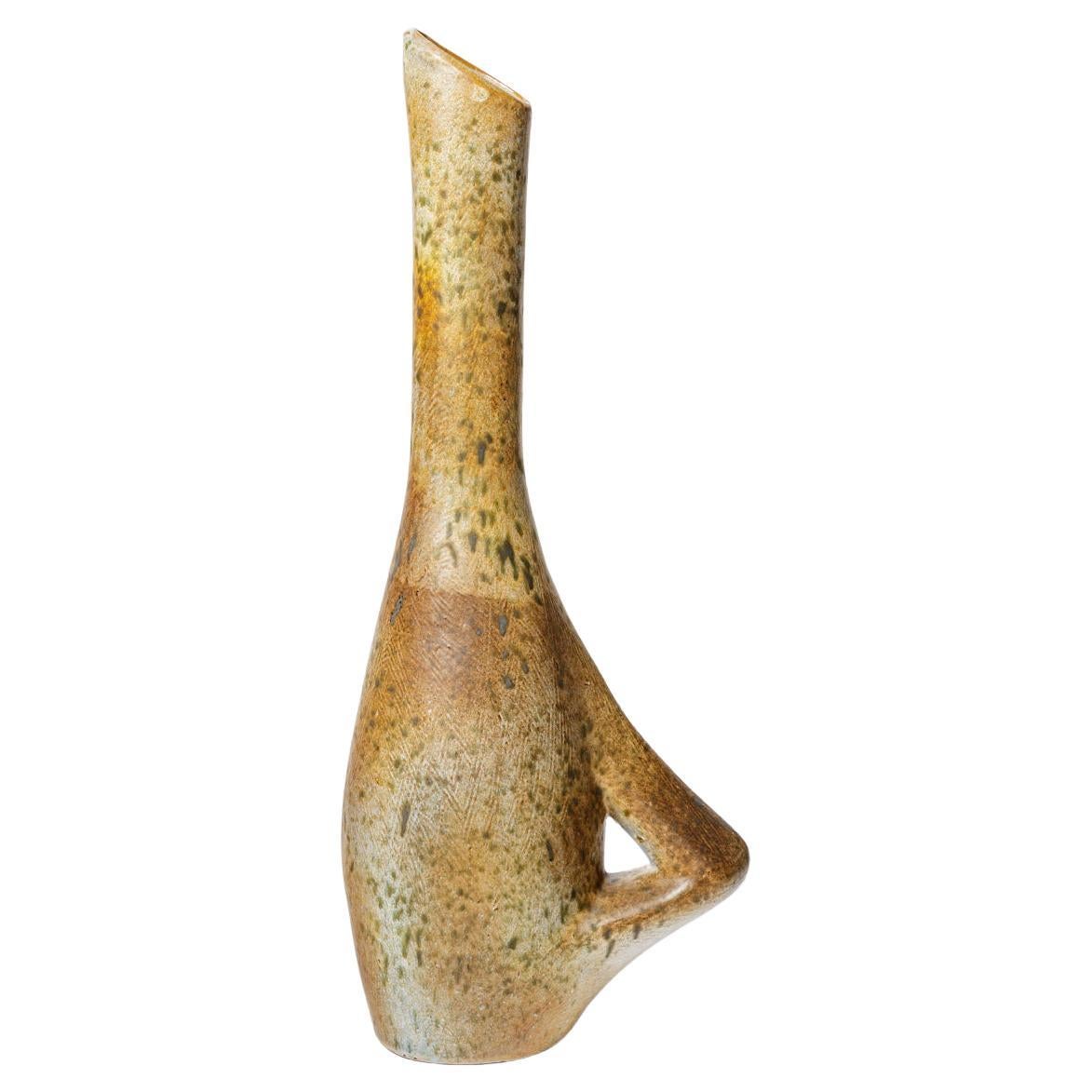 Large 20th century ceramic vase or pitcher by Agnes Escala vallauris 60 cm