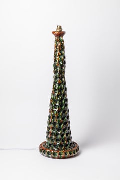 large 20th century colored ceramic table lamp by Gerlou 1950 unique piece 68 cm