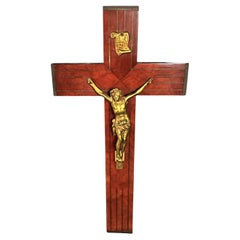 Crucifijo Grande del Siglo XX en Regule y Madera - Deco Religioso Esotérico - 2Y276