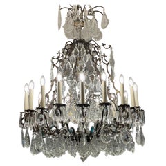 Large 20th Century Cut-Crystal 18 Arm Chandelier