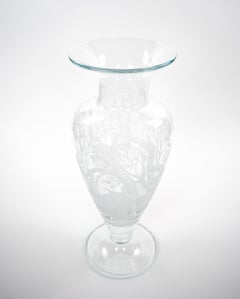 Large 20th Century Decorative Vase with Etched Antelopes by Erika Van Dewark