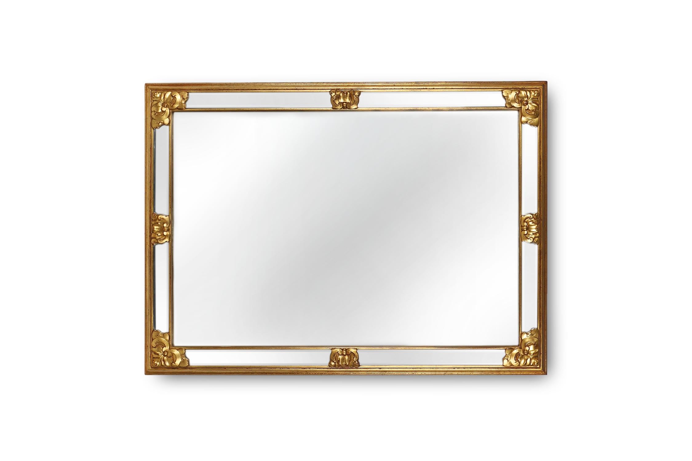 Gran espejo decorativo dorado Vintage del siglo XX, Bélgica mediados del siglo XX en venta