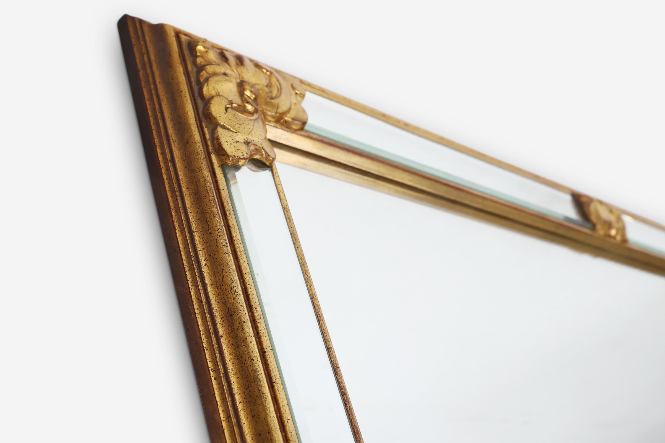 Gran espejo decorativo dorado Vintage del siglo XX, Bélgica en venta 1