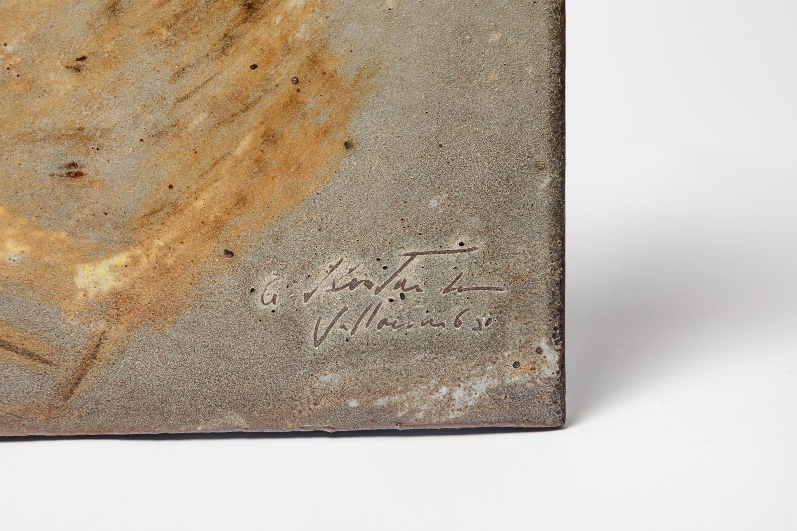 Grande piastrella o piatto decorativo da parete in ceramica del XX secolo di Alexandre Kostanda In condizioni ottime in vendita a Neuilly-en- sancerre, FR