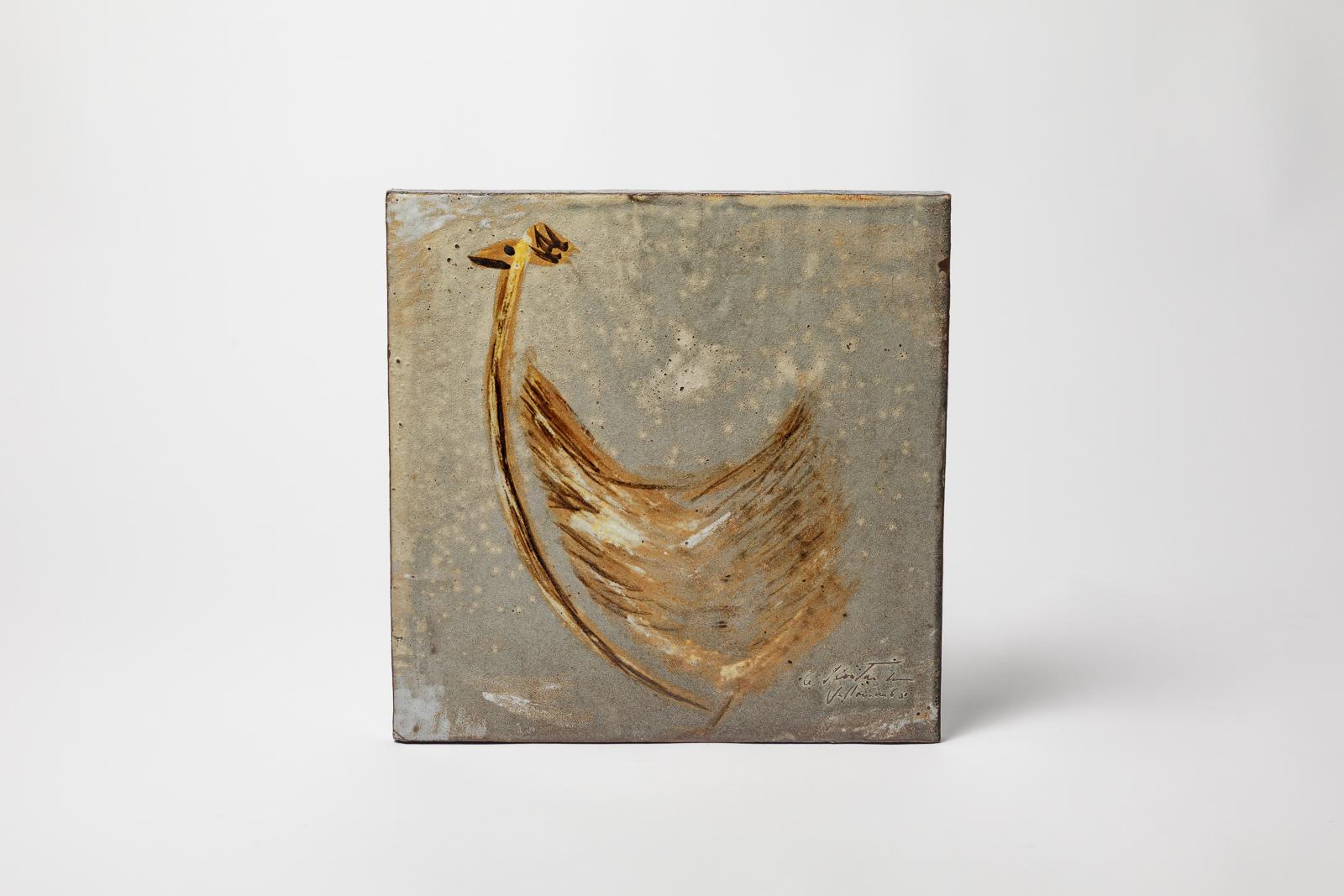 Grande piastrella o piatto decorativo da parete in ceramica del XX secolo di Alexandre Kostanda in vendita 2