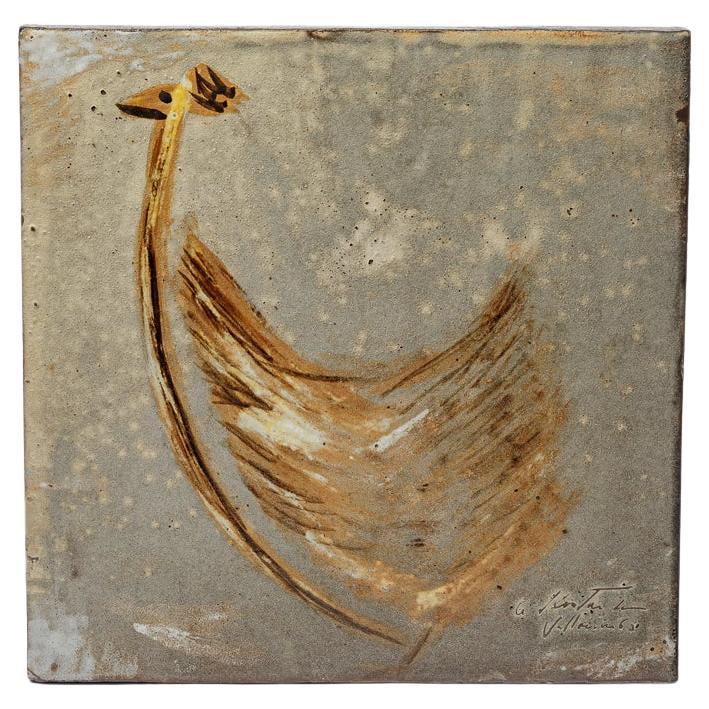 Large 20th century decorative wall ceramic tile or plate by Alexandre Kostanda