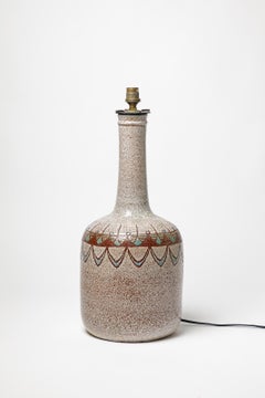 grande lampe de table en céramique bleu gris design du 20ème siècle par Accolay 1970 45 cm