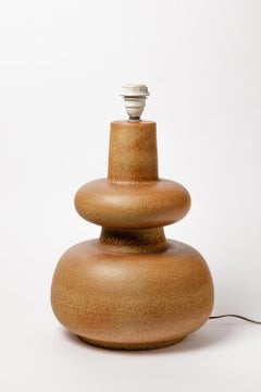 Large 20th Century Design Floor or Table Lamp with Orange Ceramic Color, 1970