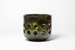 Large 20th century design greeen ceramic planter or cachepot by Mado Jolain 1950