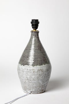 large 20th century design grey and white stoneware ceramic table lamp circa 1970