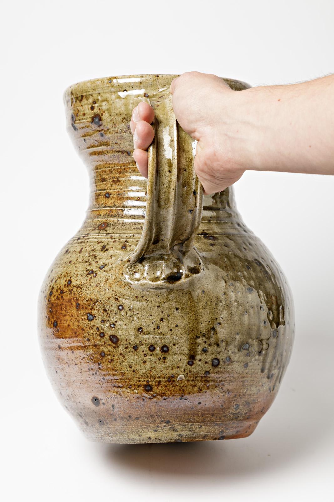 Large 20th Century Design Stoneware Ceramic Pitcher by Alain Magne La Borne For Sale 2