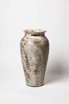 Large 20th century design white and black ceramic vase by Gerard Hofmann 46 cm