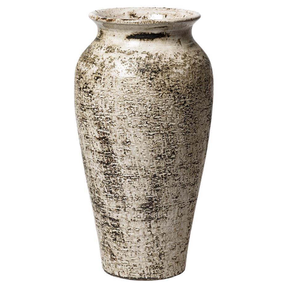 Grand vase en céramique blanc et noir de Gerard Hofmann, design du 20 CENTURY DESIGN 46 cm