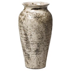 Large 20th century design white and black ceramic vase by Gerard Hofmann 46 cm