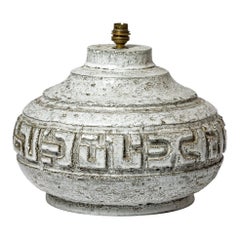 Große weiß-graue Keramik-Tischlampe im Design des 20. Jahrhunderts von Huguette Bessone 1950