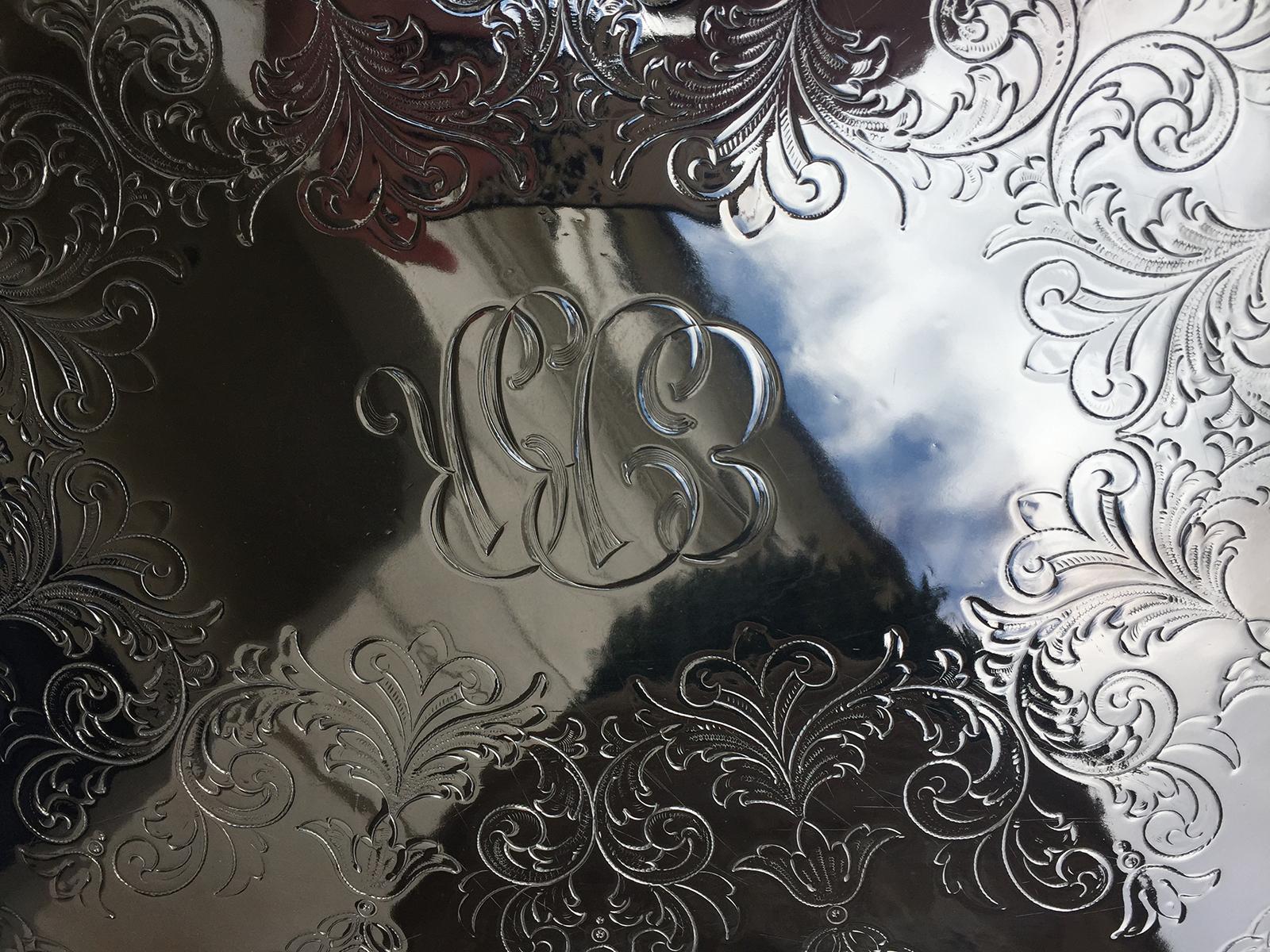 Large 20th Century English Silver Tray by Ellis-Barker, Marked In Good Condition In Atlanta, GA