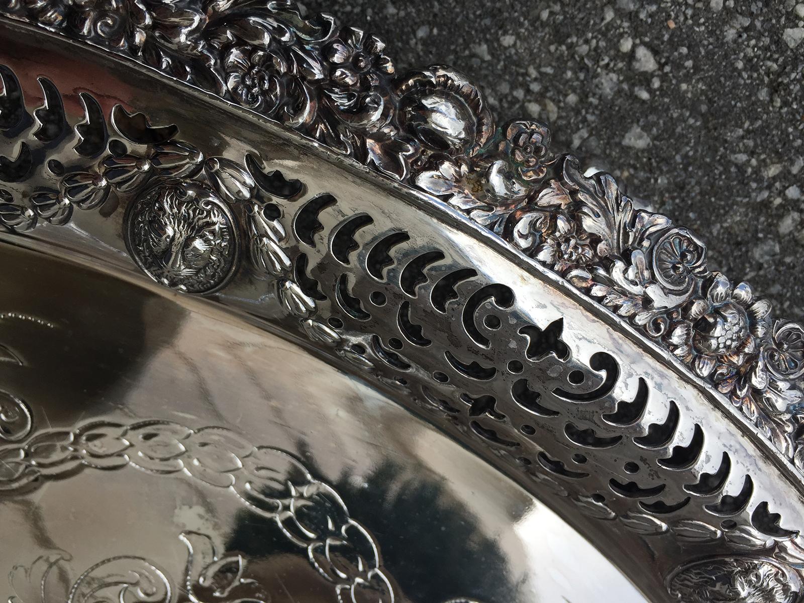 Large 20th Century English Silver Tray by Ellis-Barker, Marked 2