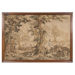 Large 20th Century Framed French Hunting Scene Tapestry