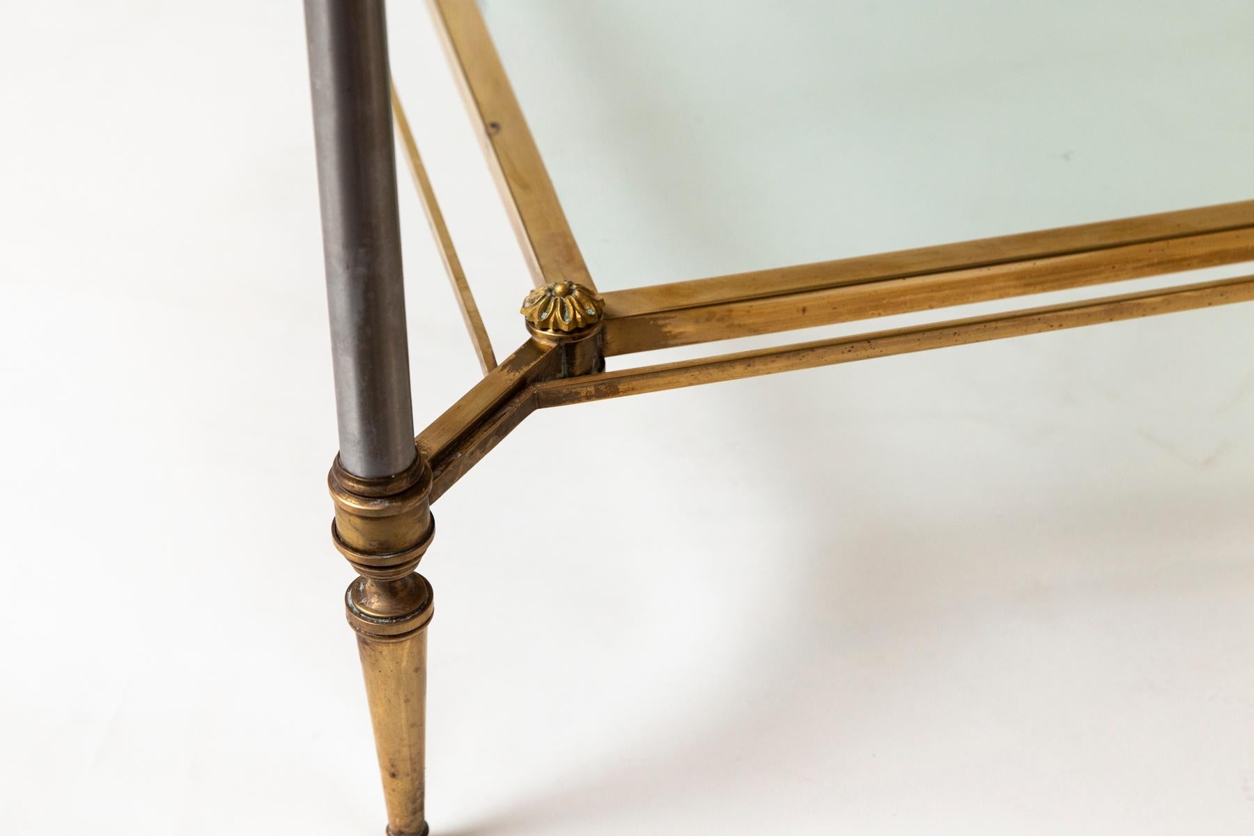Large 20th Century French Brass Square Coffee Table By Maison Jansen For Sale 2