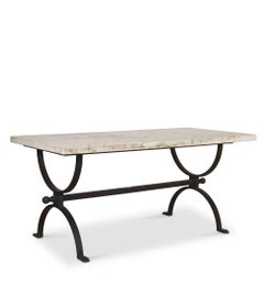 Large 20th Century French Cast Iron and Marble Garden Table