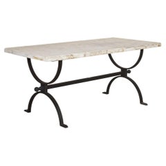 Large 20th Century French Cast Iron and Marble Garden Table
