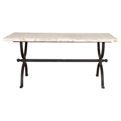 Large 20th Century French Cast Iron and Marble Garden Table