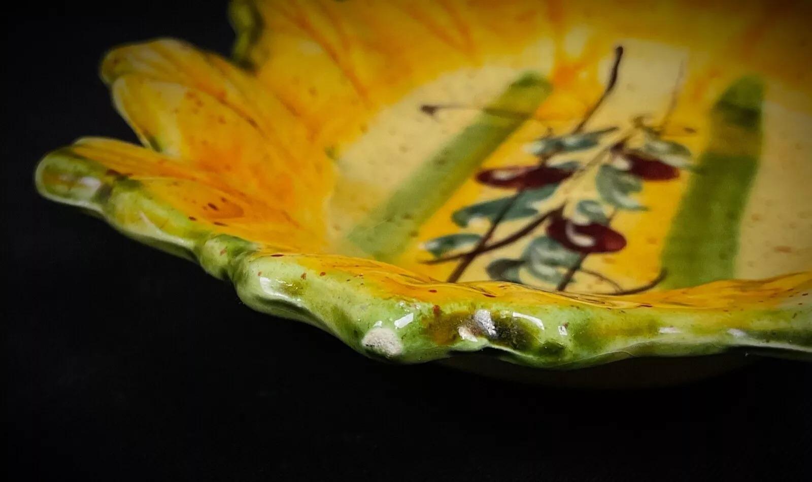 Large 20th Century French Faience Olive Decor Vide-Poche - 2Y360 For Sale 1