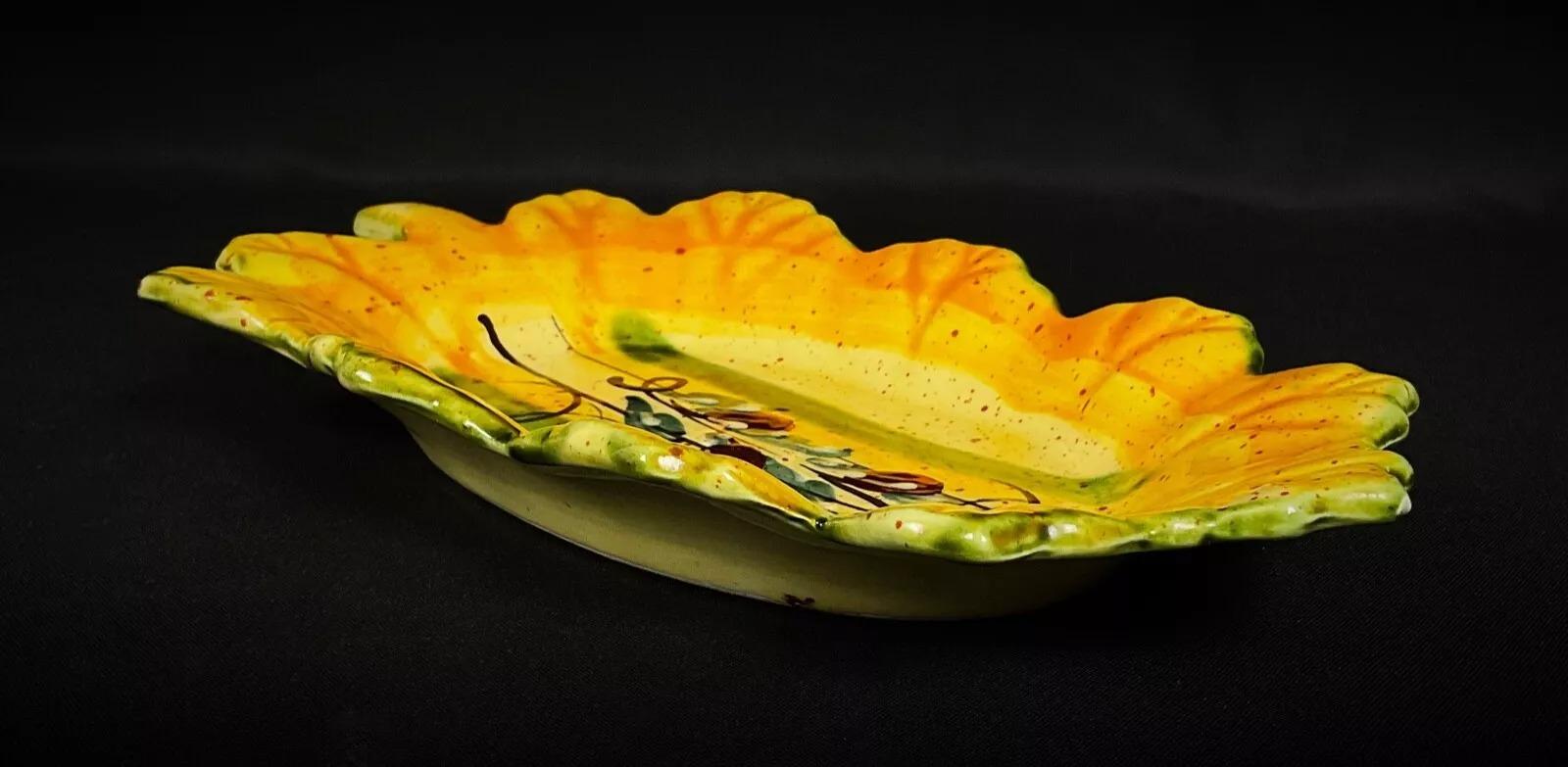 Large 20th Century French Faience Olive Decor Vide-Poche - 2Y360 For Sale 2