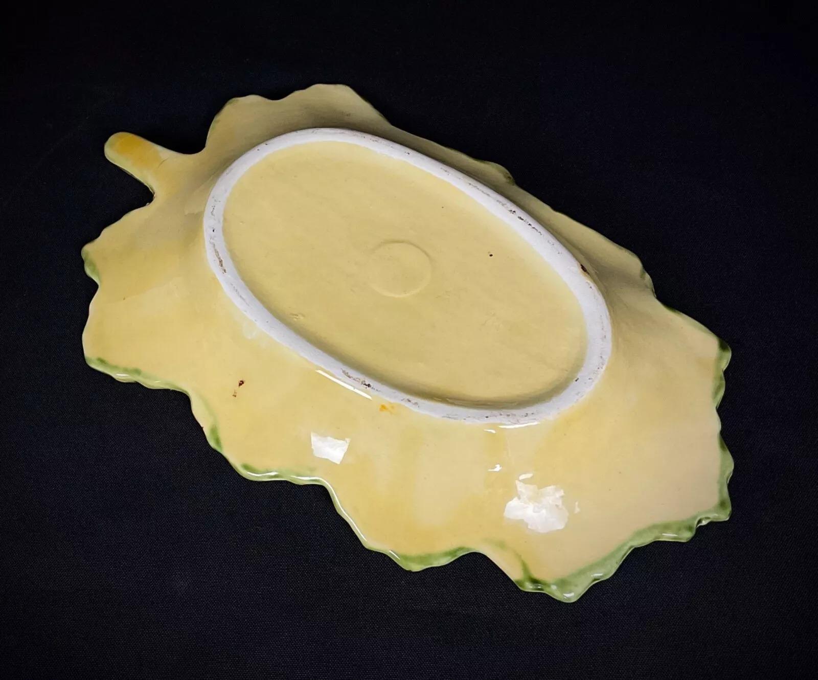 Large 20th Century French Faience Olive Decor Vide-Poche - 2Y360 For Sale 3