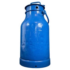 Large 20th Century French Milk Can, Repainted Blue, 30-35L Capacity - 2Y334