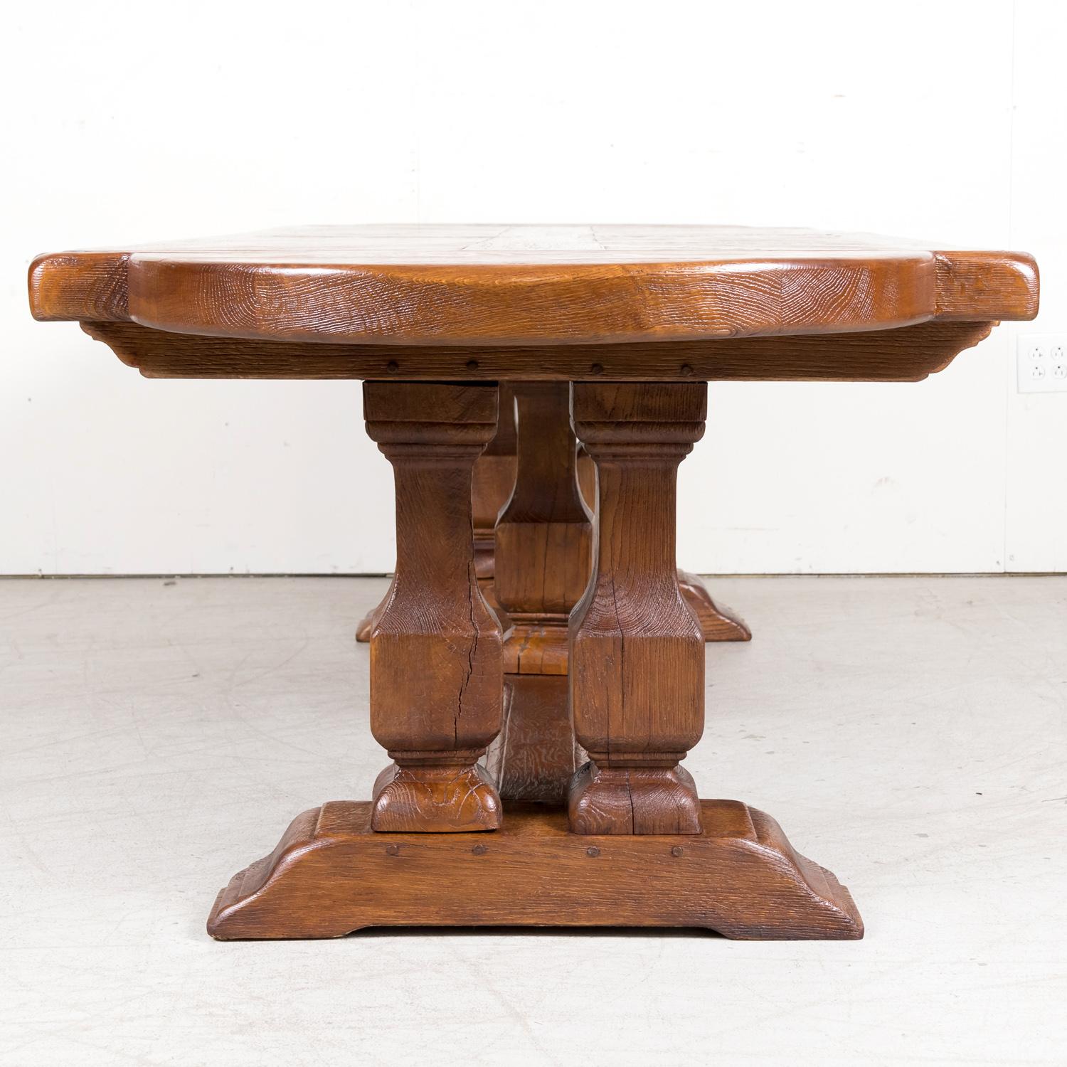 Large 20th Century French Oak Monastery Trestle Dining Table 13