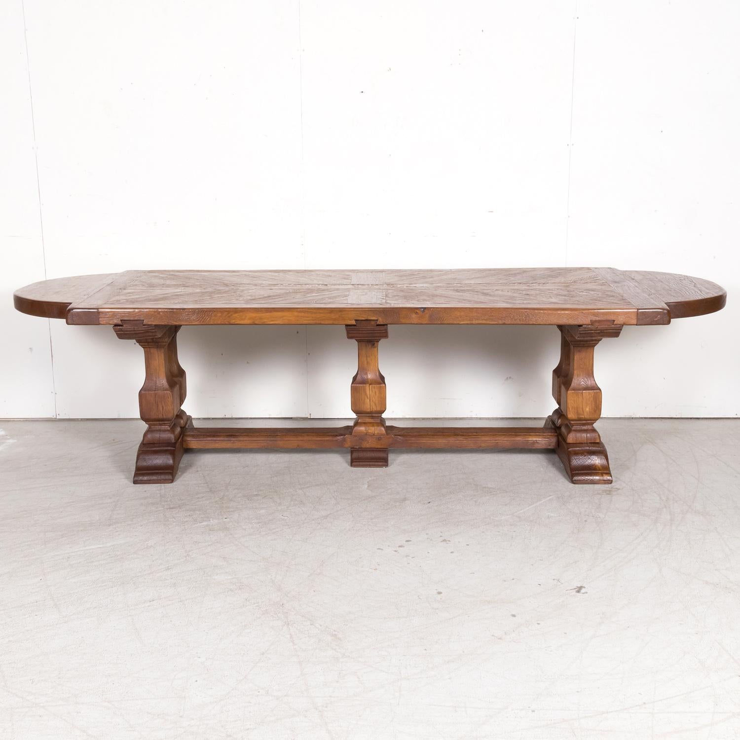 Mid-20th Century Large 20th Century French Oak Monastery Trestle Dining Table