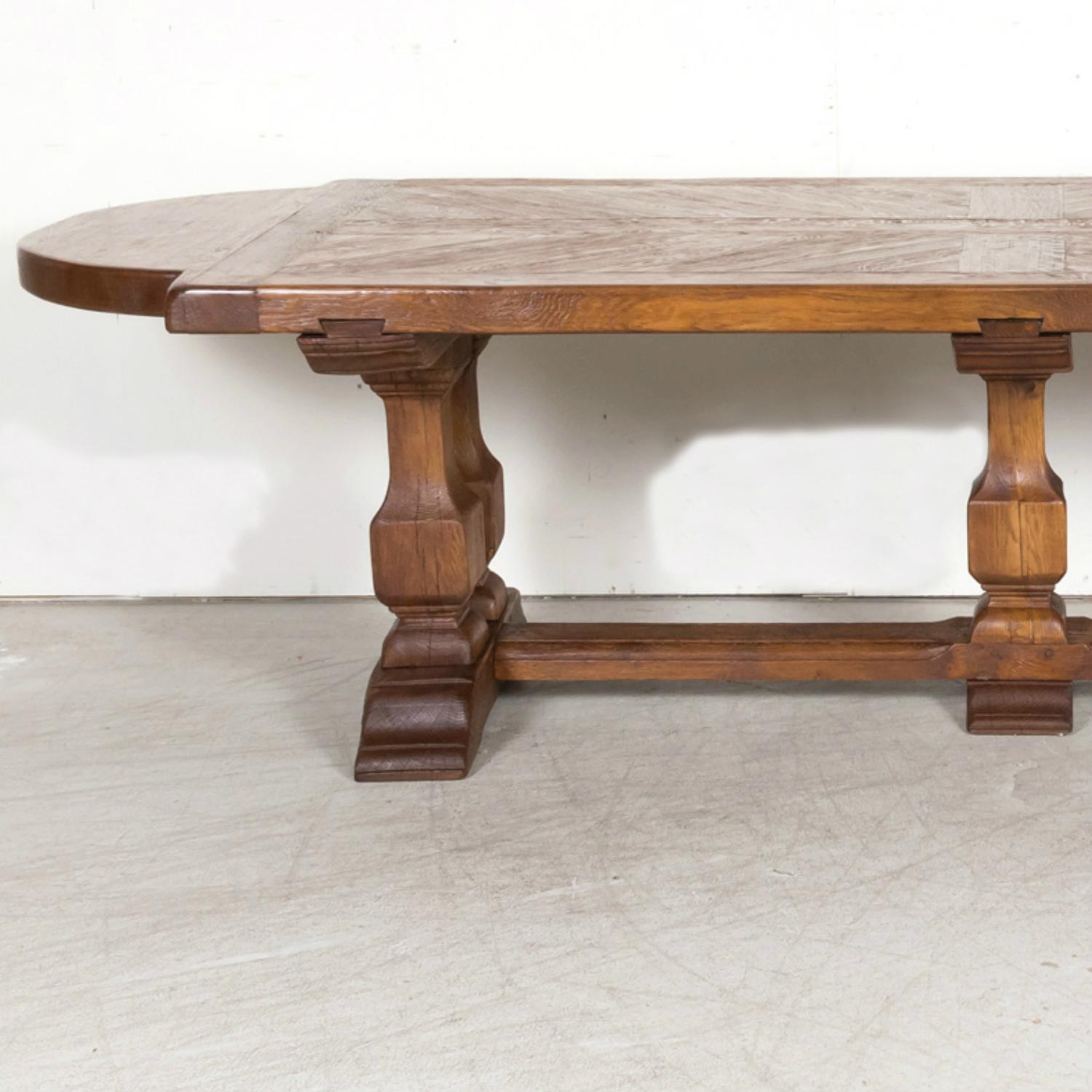 Large 20th Century French Oak Monastery Trestle Dining Table 4