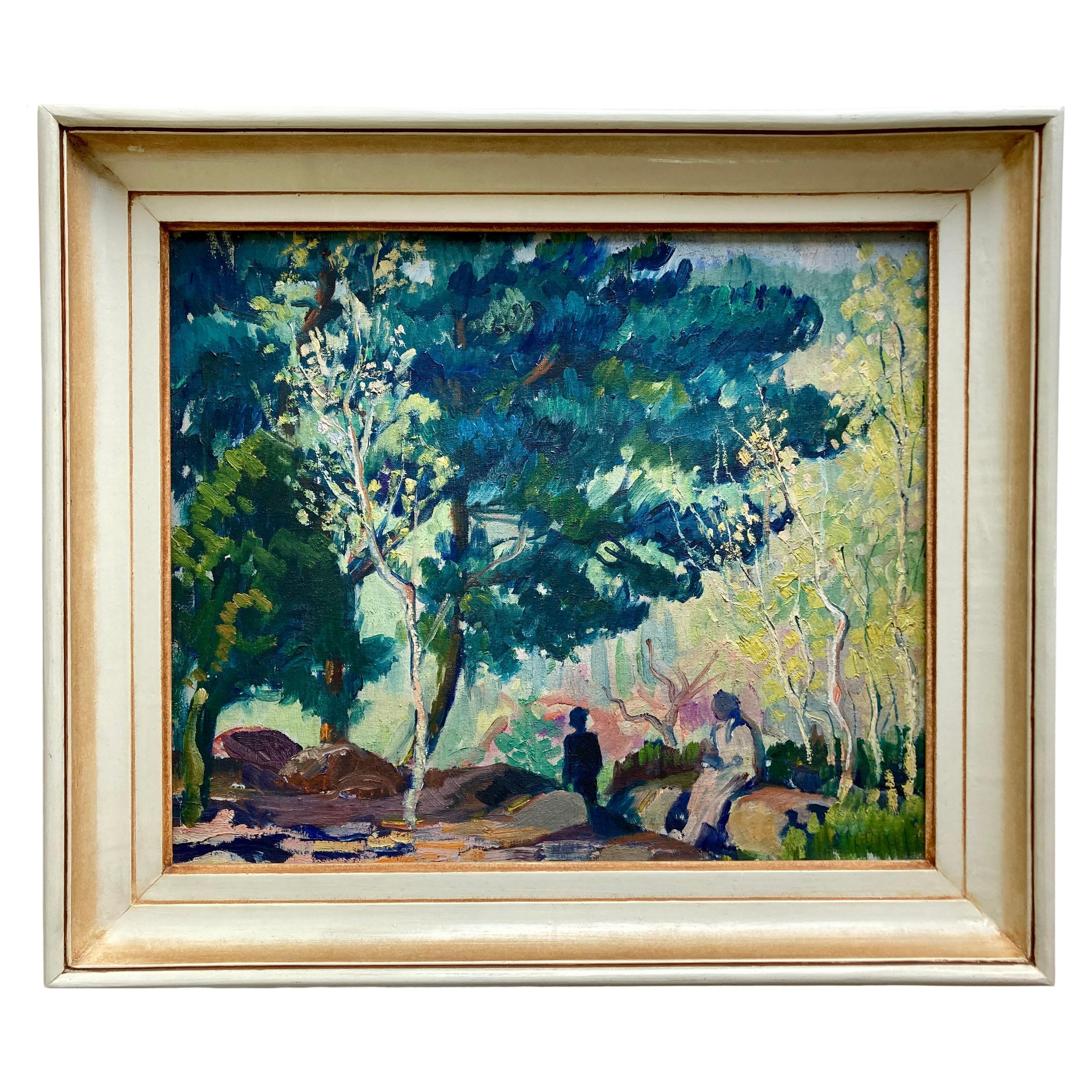 Large 20th Century French Original Framed Impressionist Oil Painting  For Sale