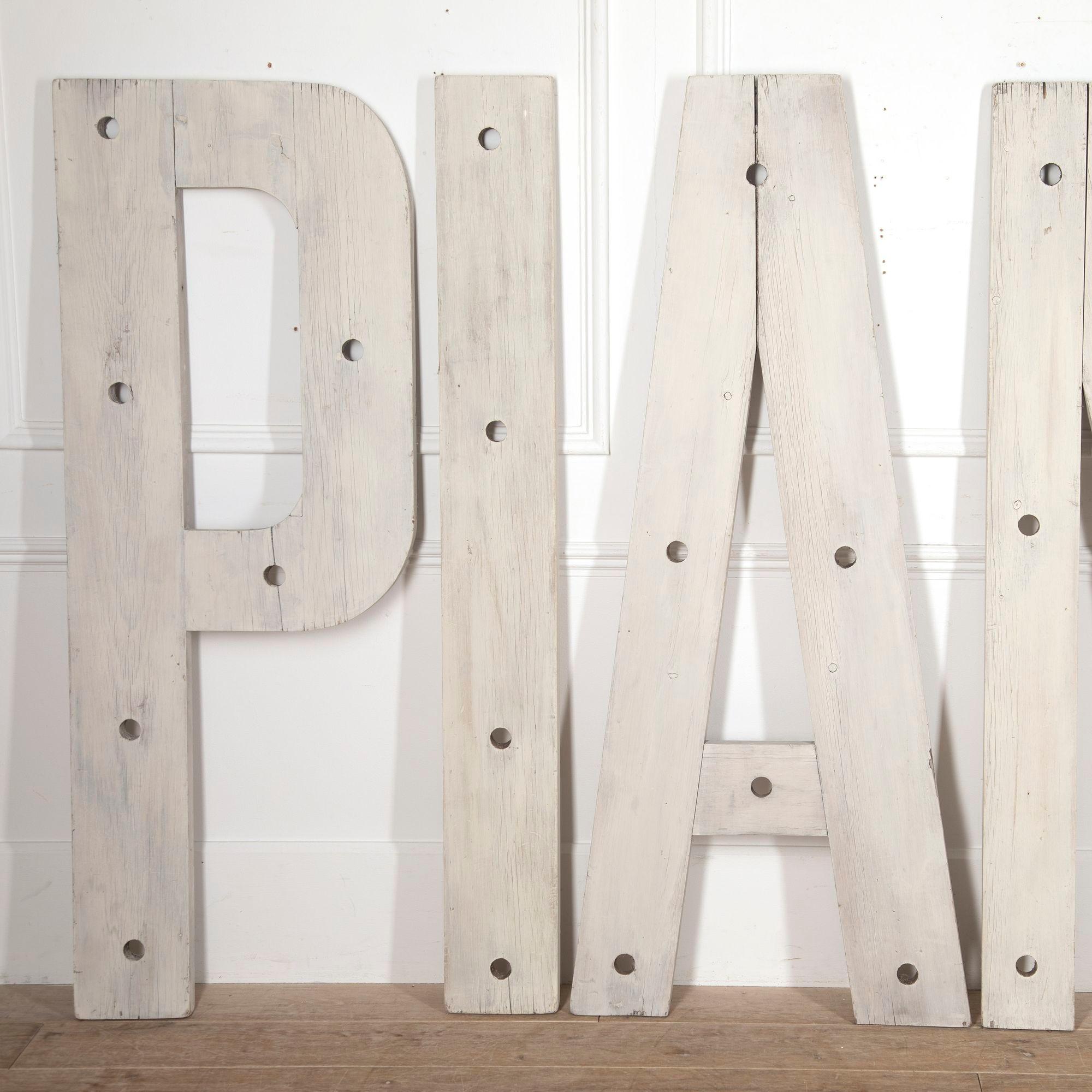 Art Deco Large 20th Century French 'PIANOS' Pine Letters For Sale