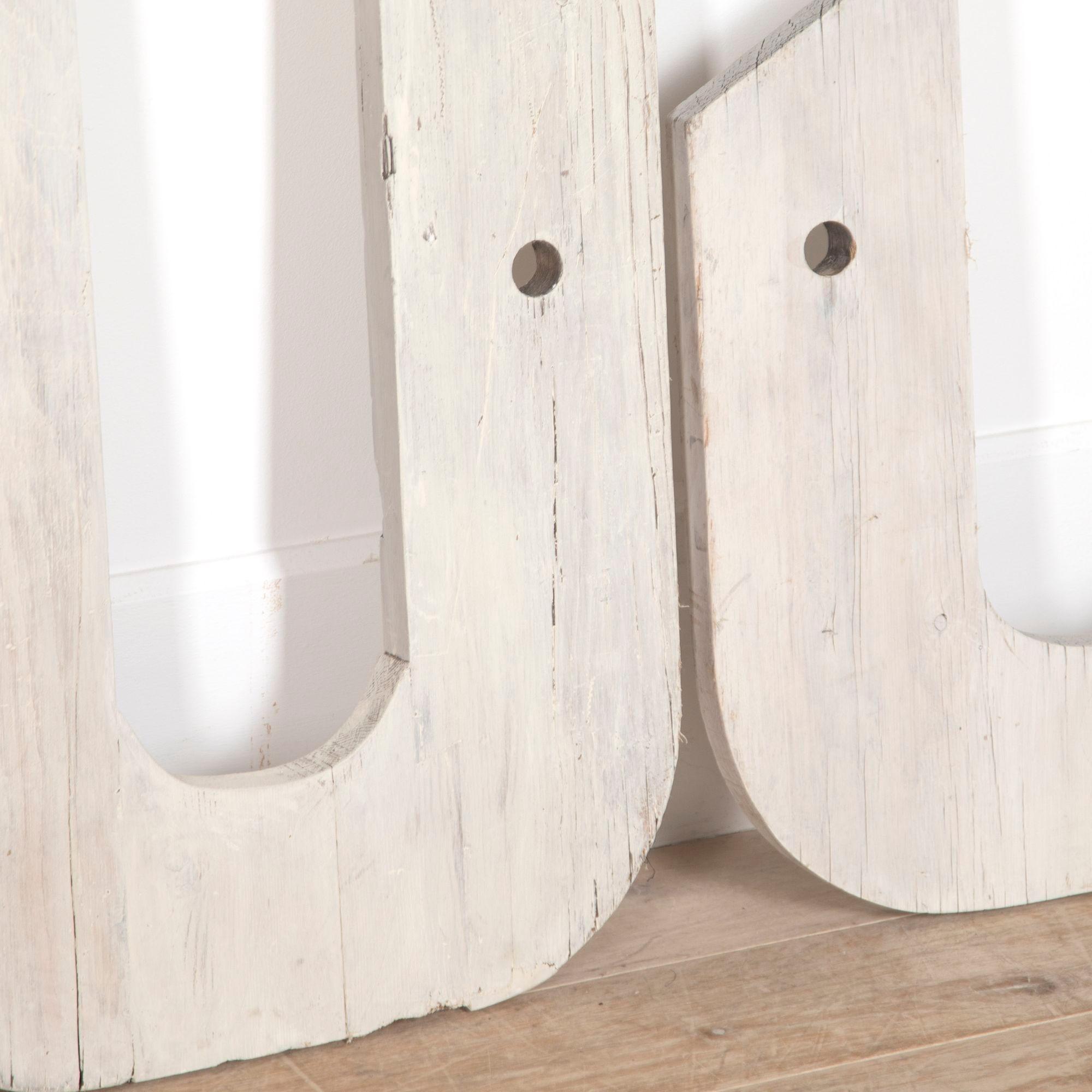 Large 20th Century French 'PIANOS' Pine Letters For Sale 1
