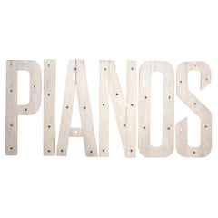 Antique Large 20th Century French 'PIANOS' Pine Letters