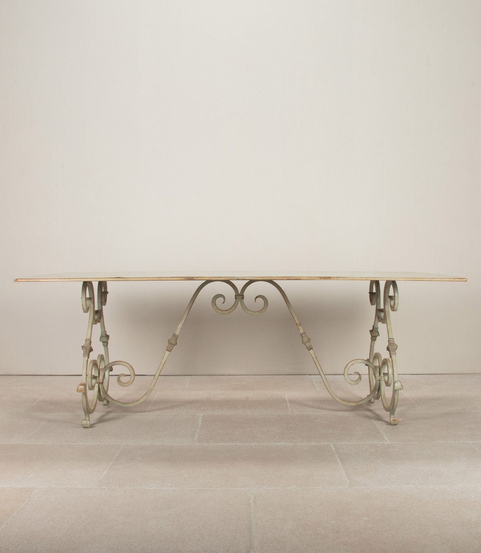 Large 20th Century French Wrought Iron Garden Table For Sale
