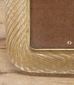 Large 20th Century Gold Murano Glass Picture Frame, Signed