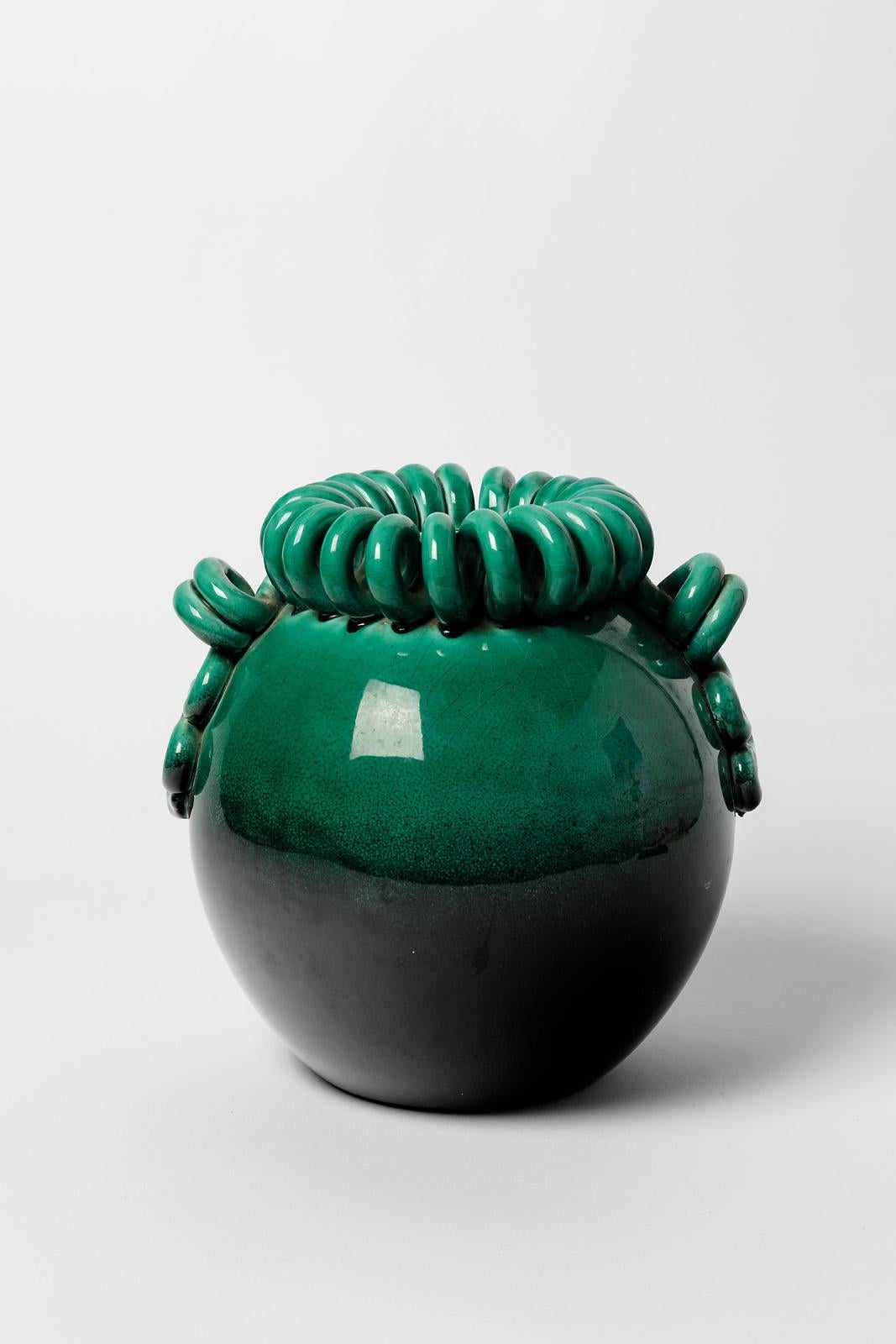 Gustave Asch

Original 20th art deco ceramic vase signed under the base

Circa 1940

Green and black ceramic glazes colors

Signed

height 22 cm
Large 22 cm.