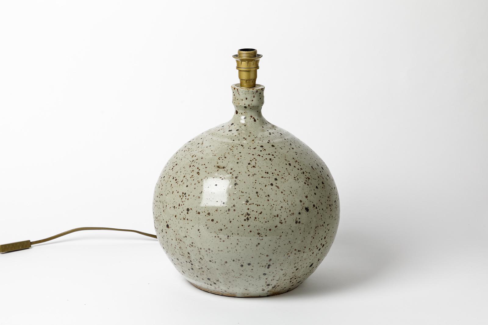 Mid-Century Modern Large 20th Century Grey Stoneware Ceramic Table Lamp by Baudart