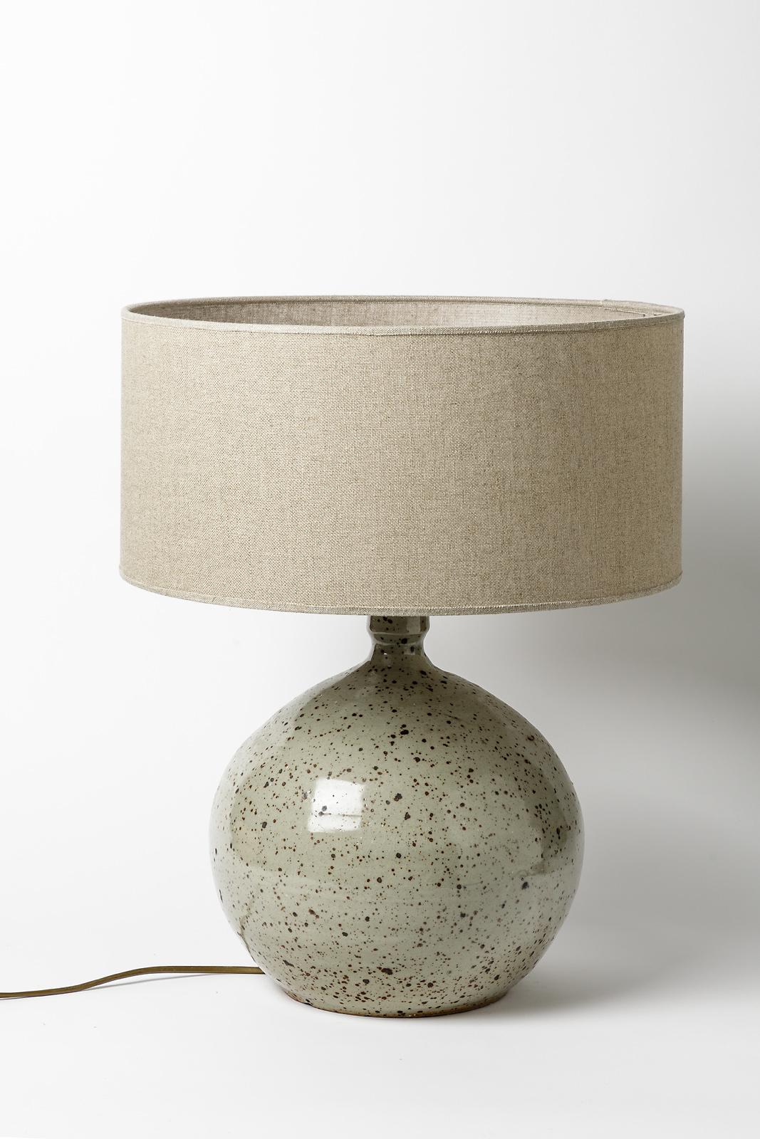 Large 20th Century Grey Stoneware Ceramic Table Lamp by Baudart 1