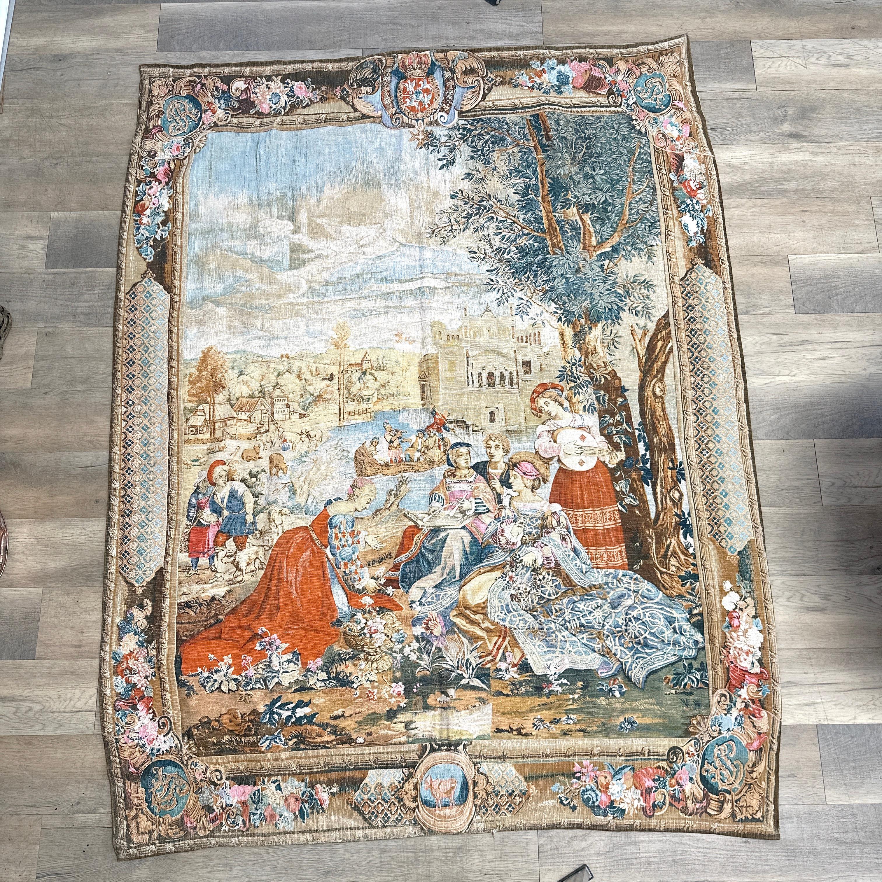 Large 20th Century Handmade French Artis Flora Tapestry For Sale 6