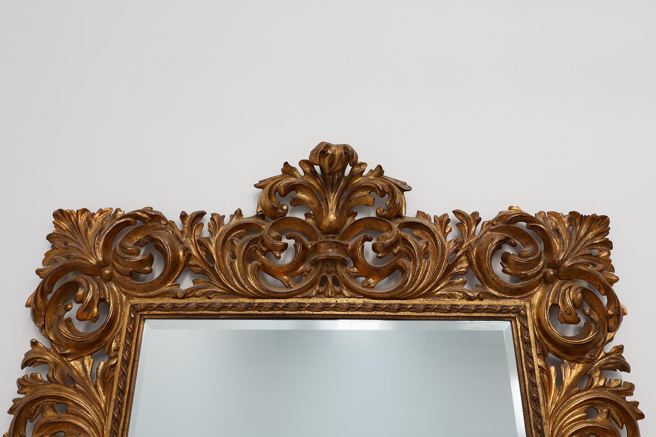 Baroque Revival Large 20th Century Italian Baroque style richly decorated wall mirror For Sale